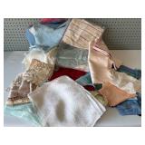 Collection of Assorted Vintage Fabric Swatches and Textiles