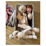 Large Collection of Vintage Doll Making Supplies with Fabric and Patterns