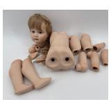 Antique Reproduction 1984 Barbara Richards Porcelain Doll Parts Set