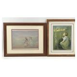 Pair of Framed Vintage Prints with Children