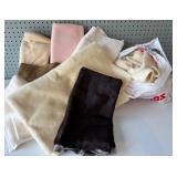 Assorted Lot of Fabric Scraps Including Fleece, Wool, and Cotton