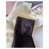 Assorted Lot of Fabric Scraps Including Fleece, Wool, and Cotton