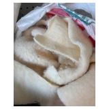 Assorted Lot of Fabric Scraps Including Fleece, Wool, and Cotton