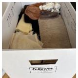 Assorted Lot of Fabric Scraps Including Fleece, Wool, and Cotton