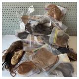 Collection of Hair Wigs in Assorted Colors including Human Hair