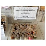 Collection of Vintage Wooden Spools with Silk and Thread