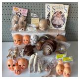 Vintage Doll Making Kit with Assorted Heads, Limbs, and Supplies