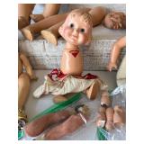 Vintage Collection of Mixed Composition Dolls and Doll Parts