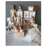 Collection of Vintage Porcelain Doll Kits Including Little Women Characters