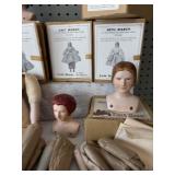Collection of Vintage Porcelain Doll Kits Including Little Women Characters