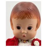 Effanbee Vintage Doll in Red Coat and Polka Dot Dress