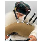 Handcrafted Scottish Santa Claus Figurine with Bagpipes