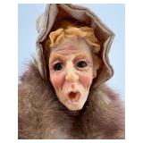 Antique Style Woman Figurine with Faux Fur Coat