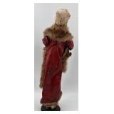 Antique Style Woman Figurine with Faux Fur Coat