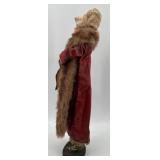 Antique Style Woman Figurine with Faux Fur Coat