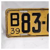 1939 Set of License Plates
