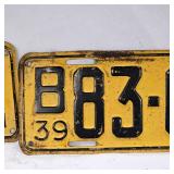 1939 Set of License Plates