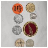 Collection of 8 Tokens and Pins