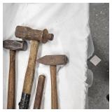 Pair of Anvil Hammers, Tire Changer Hammer, and Wooden Mallet