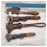 4 Vintage Pipe Wrenches