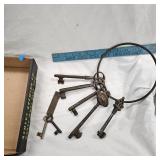 Large Ring of Jail House Skeleton Keys and Vintage German House Keys