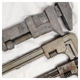 (3) Straight Handle Adj. Jaw Wrenches, 1950