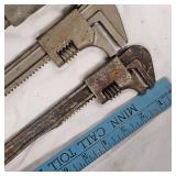 (3) Straight Handle Adj. Jaw Wrenches, 1950