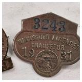 Early 20th Century MN Chauffer License Badges and Silver Spoon