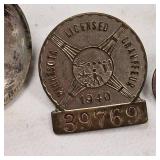 Early 20th Century MN Chauffer License Badges and Silver Spoon