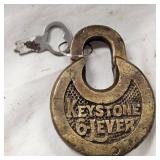 Vintage Keystone 6 Lever Padlock by Miller Lock Co, Circa 1886-1916