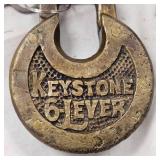 Vintage Keystone 6 Lever Padlock by Miller Lock Co, Circa 1886-1916
