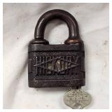 Classic Hickory 114 Pin Tumbler Pushkey Padlock, Early 1900