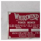 Whirlwind Power Mower New Unused VIN Plates, Factory Perfect(2) & Funks Hybrid Corn Seed Advertising