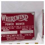 Whirlwind Power Mower New Unused VIN Plates, Factory Perfect(2) & Funks Hybrid Corn Seed Advertising