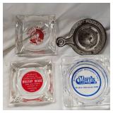 (4)Advertising Ashtrays, Hilltop House, Jeffers Grain, Fairhaven Economy Grocery, Morris Furniture
