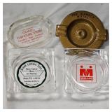 (4) Advertising Ashtrays, Johnson Motel, Green Lantern Café, Midland Coop,Cranes Furniture