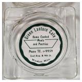(4) Advertising Ashtrays, Johnson Motel, Green Lantern Café, Midland Coop,Cranes Furniture