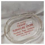 (4) Advertising Ashtrays, Johnson Motel, Green Lantern Café, Midland Coop,Cranes Furniture