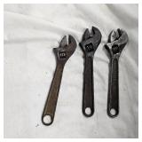 Lot of 3 Classic 6" Crescent Wrenches