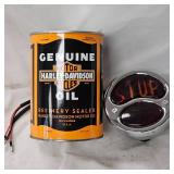 Steel Can of Genuine Harley Davidson Oil Full and as New Rear Stop Tail Light