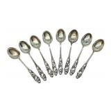 (8) Vintage Brødrene Mylius Tele Pattern Sterling Demitasse Spoons / 830S Silver Antique Brodrene Mylius Tele Pierced Demitasse Spoon