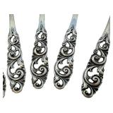 (8) Vintage Brødrene Mylius Tele Pattern Sterling Demitasse Spoons / 830S Silver Antique Brodrene Mylius Tele Pierced Demitasse Spoon