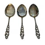 Three Vintage Brødrene Mylius Tele Pattern Sterling Bon Bon Spoons