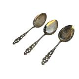 Three Vintage Brødrene Mylius Tele Pattern Sterling Bon Bon Spoons