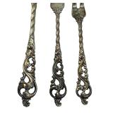 Three Vintage Brødrene Mylius Tele Pattern Sterling Relish Forks