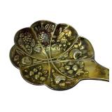 Vintage Embossed English Sheffield Berry Spoon / Sheffield England Scalloped Berry Server EPNS Silver and Gold Wash