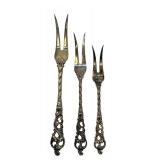 Three Vintage Brødrene Mylius Tele Pattern Sterling Relish Forks
