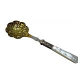 Vintage Embossed English Sheffield Berry Spoon / Sheffield England Scalloped Berry Server EPNS Silver and Gold Wash