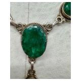 Sterling Silver Green Spinel Pendant Necklace 18 - 20 Inches Adjustable