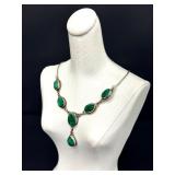 Sterling Silver Green Spinel Pendant Necklace 18 - 20 Inches Adjustable